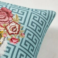 Jungle Queen Pillow 22" - Cerulean -Online Furniture Sale webimage 040266356 DTL1