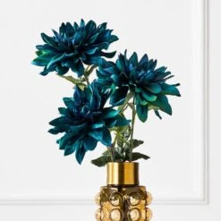 Teal Open Dahlia - Set Of 3
