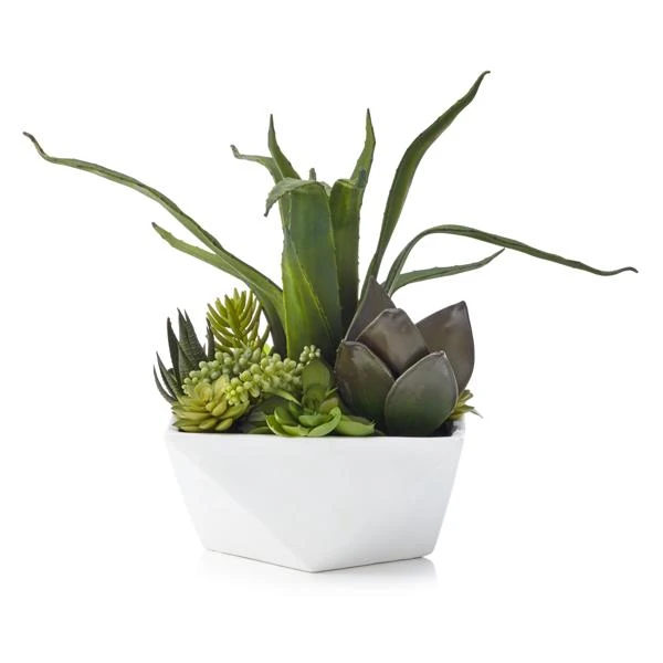 Faux Aloe And Succulent Geo Pot 3 Faux Aloe And Succulent Geo Pot