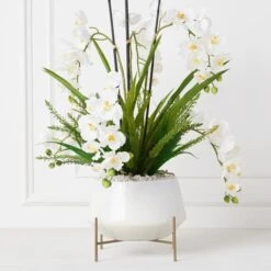 Orchids In Bowl With Stand